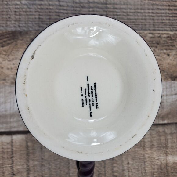 Temptations Tara Old World Brown Pedestal Footed 16oz Coffee Tea Mug Flower - Picture 5 of 5